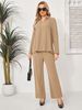 Modest Evening Dress Two Piece Set For Women Collared Top Loose Wide Leg Pants Popular Fashion_ecoleips.com