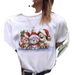 Women's Popular Plus-size Christmas-themed Top: Merry Christmas Tree, Santa Claus, White Loose-fitting Short-sleeve_ecoleips.com