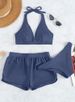 Women's Three Piece Halter Neck Sports Swimsuit Multi Color Sexy Flat Angle Bikini Wholesale Swimsuit_ecoleips.com
