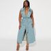 Women’s Clothing Plus Size Women's Lapel Sleeveless Denim Long Strap Dress_ecoleips.com