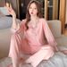 Sexy Lace Pajama Set Women's Medium Sleeve Silk Two-piece Set Ice Silk Thin_ecoleips.com