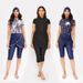 Women's Clothing Muslim Swimsuit 3 Piece Set Short Sleeved Printed Conservative Swimsuit_ecoleips.com
