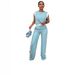Women's Clothing Casual Wide Leg Pants Set With Color Block Short Sleeve Top - Summer Two Piece Outfit_ecoleips.com