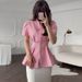 Women's Elegant Button Down Blazer Slim Fit Solid Color Style Spring New Design Clothing Top_ecoleips.com
