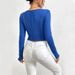 Voya Women's 2026 Winter New Slim Fit V-neck Irregular Stitching Exposed Knitted Long Sleeved T-shirt Top_ecoleips.com