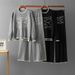 Women's Solid Color Two Piece Knit Set Round Neck Jacquard Knit Top With Wide Leg Pants Trendy Loose Wool Casual Suit For Autumn And Winter_ecoleips.com