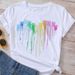 European And American Cross-border Foreign Trade Wholesale Clothing Colorful Heart Print Round Neck Plus Size_ecoleips.com