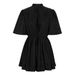 Women's Clothing Summer Style Short Dress Stand Collar Sweet Tie Waist Pleated A-Line Women's Fashion Dress For Formal & Casual_ecoleips.com