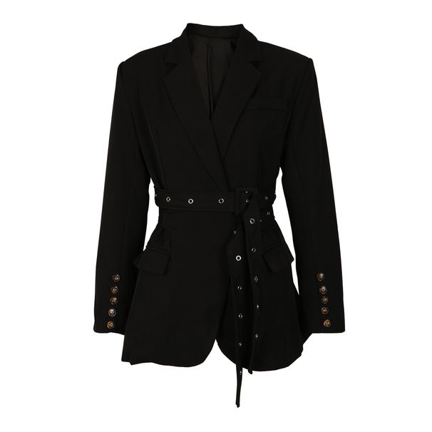 K European And American Women's Suit Jacket With Side Straps, Waist Cinching And Splicing, Long Sleeved Suit_ecoleips.com