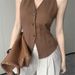 Aria Basics French Retro Style Vest For Women Summer 2025 New Slim Fit Fashionable Design Sleeveless Top_ecoleips.com