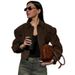 Women's American Retro Jacket Unique Street Style Short Workwear Coat for Spring Autumn Polyester England Style Elegant Fashion_ecoleips.com