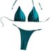 Women's Clothing New Solid Color Metal Decoration Bikini Sexy Neck Strap Backless Swimsuit Bikini_ecoleips.com
