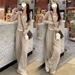 Nuomi Caual Port Uit, Three-piece Et With Long-leeved Top For Women, Autumn High-waited Long Pant, Wide-leg_ecoleips.com