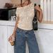 Women's Y2K Hollow Out Shell Pattern Loose Knit Top Spring Summer_ecoleips.com