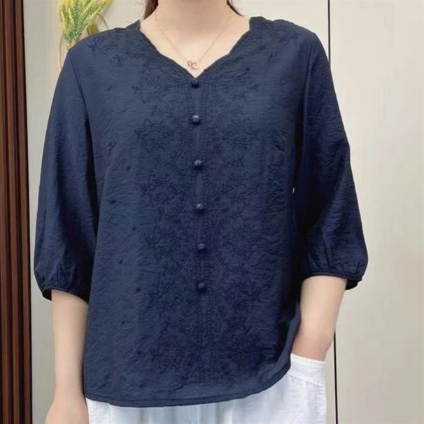 Large-Size Women's Clothing For Spring/Summer Season: A Stylish, Casual, Loose-Fitting, Solid-Colored Top With An Artist_ecoleips.com