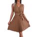Real Shot European And American Spring Summer Elegant Cross V-neck Sleeveless Waist Pleated Dress Independent Foreign_ecoleips.com