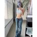 Ameican Eto Washed Distessed Flaed Jeans Fo Women, Y2K Hot Gil Slim-fit Vesatile Floo-length Pants,_ecoleips.com