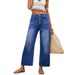 Women's Stretch Loose Cropped Jeans Button Up Casual Loose Fit High Waist Ankle Jeans Denim Trousers_ecoleips.com