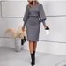 Bodycon Knit Dress – Slim-Fit Long Sleeve Sweater Dress In Rose/Grey/Beige/Black (S-XL) | Elegant & Versatile_ecoleips.com