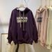 European And American Style Letter Embroidery Hooded Sweatshirt For Women, Autumn Thin Cotton Loose-fitting Korean_ecoleips.com