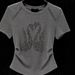 Women's Clothing Summer New Heavy Industry Swan Hot Diamond Gray Short Sleeved T Shirt Women's Ice Silk Breathable Shoulder Niche Top_ecoleips.com