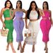 Women's Clothing Tassel Fishnet Knit Casual Two Piece Suit_ecoleips.com
