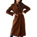 Simple, Solid-Color Long-Sleeved Woolen Coat With Double-Breasted Collar And Buttons For Autumn/Winter Wear_ecoleips.com