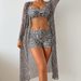 Women's Conservative Three Piece Bikini Swimsuit European Style Printed Cover Up Wire Free Polyester Swim Set_ecoleips.com