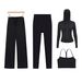 Women's Clothing Women's Y Shaped Vest Hooded Jacket Cropped Straight Leg Pants Four Piece Set Slim Fit Outerwear Stretch Clothing Sportswear_ecoleips.com