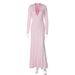Elegant Sexy Deep V Neck Long Sleeve Bodycon Dress European American Style High Waist Slim Fit Women's Autumn New Arrival_ecoleips.com