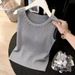 Women's Button-Down Knit Camisole Breathable Summer Sleeveless Top Loose Fit_ecoleips.com