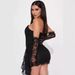 Black Lace Corset Bodycon Dress For Women - Sexy Sleeveless High Waist Mini Dress With Mesh Insert, Plus Size Available_ecoleips.com