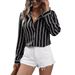 Women's Loose Fit Striped Long Sleeve Button Down Shirt – Casual Office Blouse For Spring Summer 2026_ecoleips.com