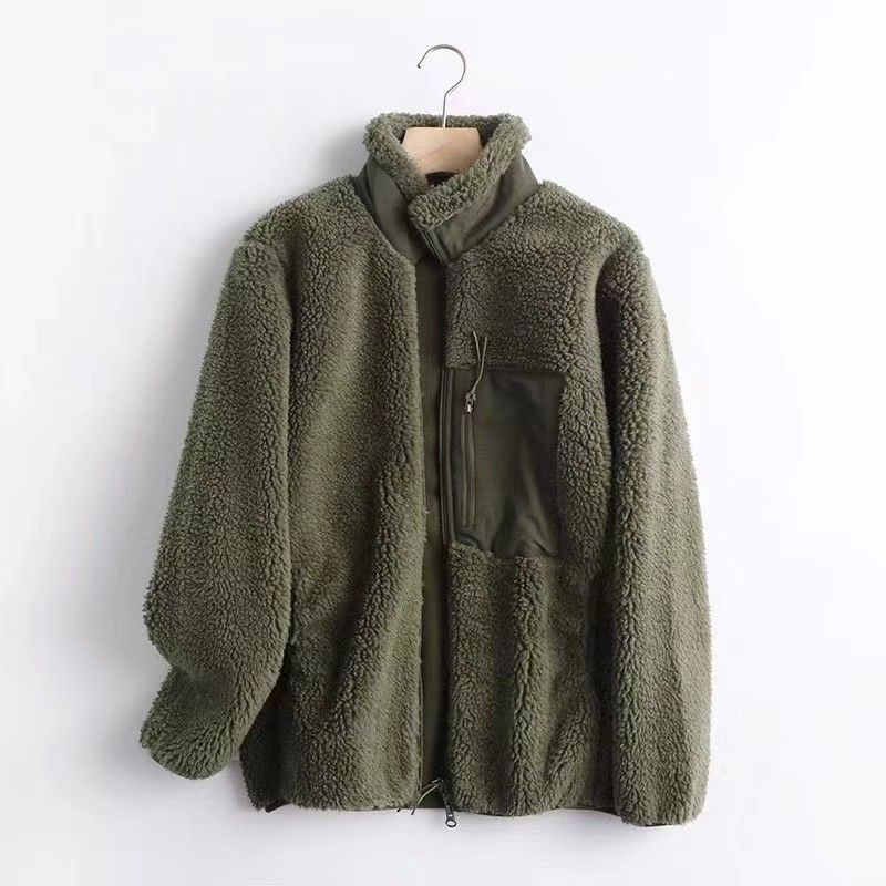 Unisex Fleece Jacket – Windproof Sherpa Lining, Oversized Hooded Coat, Soft & Warm Winter Outerwear (Beige/Charcoal/Navy/Black/Olive/Red, S-2XL)_ecoleips.com