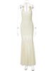 Hugcitar V Neck Solid Halter Backless Tie Flowers Patchwork Lace Sexy Maxi Dress Summer Women Fashion Clothes Festival Party_ecoleips.com