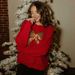 Women's Loose Knit Sweater With Beaded Embroidery & Bow Detail Long Sleeve Round Neck Pullover Top_ecoleips.com