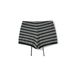 Women’s Color Block Knit Set – Striped Long Sleeve Cardigan & Drawstring Shorts, Y2K Retro Casual Outfit (Black, Gray)_ecoleips.com