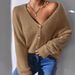 Women's Clothing Loose Long Sleeved V Neck Sweater Jacket Women's Faux Fur Knit Cardigan Oversized V-Neck Long Sleeve Sweater Coat For Fall & Winter_ecoleips.com