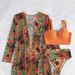 Women's Clothing Sexy Mesh Bikini Three Piece Gathered Split Printed Swimsuit Female_ecoleips.com