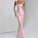 French Socialite Style Evening Dress Elegant Classy Ribbon Embellishments Fishbone Tie Slim Fit Slip Women's Dress_ecoleips.com