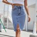 Aria Basics Aria Basics 28 In Stock-30933# Cross-Border Women's Fashion European And American High-Waisted Mid-Length Bodycon Split Denim_ecoleips.com