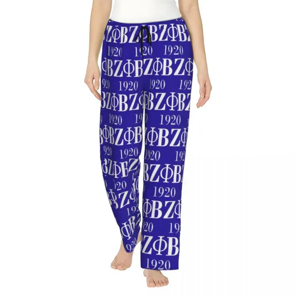 Custom Zeta Phi Beta Sorority Logo Greek Letter 1920 Women Pajama Pants Lounge Sleep Sleepwear Bottoms With Pockets_ecoleips.com