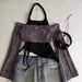 Y2K European American Women's Long-sleeve T-shirt, Color-blocking Two-piece Halter Neck Knit Top, Slim-fit And_ecoleips.com