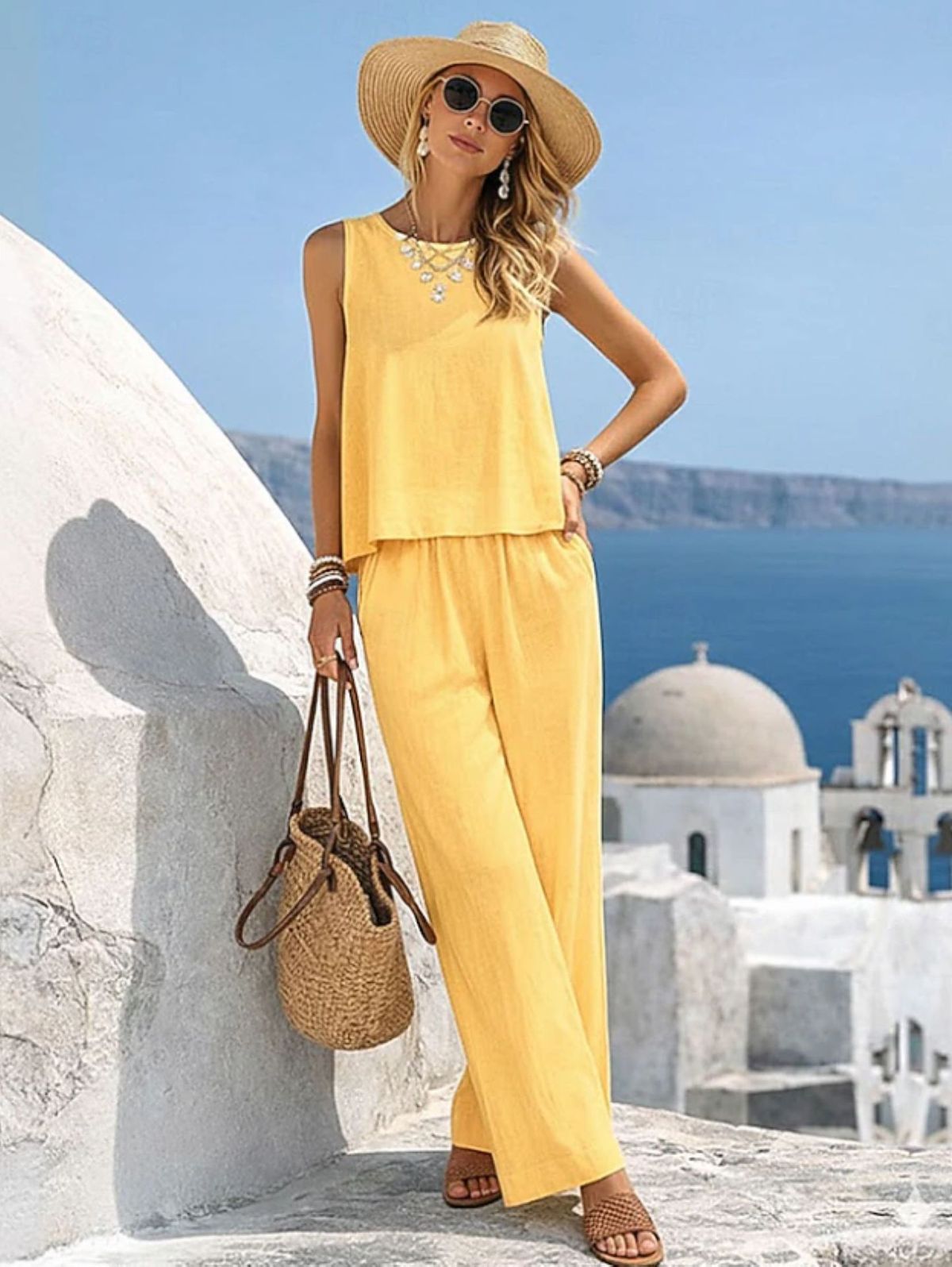 Summer Women's Casual Sleeveless Top And Pants Set - Breathable Loungewear Outfit For Home, Travel, And Daily Wear_ecoleips.com