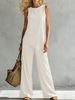 Women's Solid Color Asymmetrical Hem Sleeveless Top And Pants Two Piece Set Summer_ecoleips.com