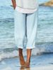Suitable For All Seasons 2025 Linen Artistic Versatile Loose Elastic Waist Casual Solid Color Women's Pants_ecoleips.com