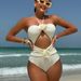 Women's Clothing Drawstring Hollow Solid Color Rose Sling One Piece Swimsuit Bikini_ecoleips.com