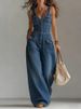 Women's Clothing Women's Denim Jumpsuit Sleeveless Wide Leg Overalls Relaxed Fit Strap Adjustable_ecoleips.com