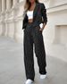 Women's Clothing temperament casual striped short lapel suit straight pants suit_ecoleips.com