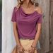 European And American Cross-border 2026 New Asymmetrical Off-shoulder Metal Single-button Loose Short-sleeve T-shirt_ecoleips.com